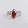 Bague pointe ajourée argent et pierre navette Cornaline T56
