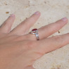 Bague pointe ajourée argent et pierre navette Cornaline T56