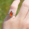 Petite bague goutte argent double et pierre Cornaline T48