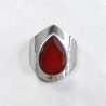 Bague large pointe argent et pierre facettée Cornaline T51