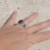 Bague large pointe argent et pierre facettée Cornaline T51