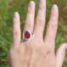 Bague large pointe argent et pierre facettée Cornaline T51
