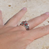 Bague argent travaillé 5 pierres rondes Cornaline T56