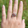 Bague argent travaillé 5 pierres rondes Cornaline T56