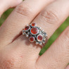Bague argent travaillé 5 pierres rondes Cornaline T56