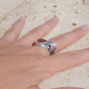Bague enlacée en argent martelé et pierre Cornaline T54