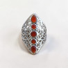 Longue bague argent ajouré 5 pierres en Cornaline T62