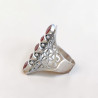 Longue bague argent ajouré 5 pierres en Cornaline T62