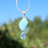 Pendentif argent 4 pierres Larimar Topaze bleue et Opale