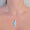 Pendentif argent 4 pierres Larimar Topaze bleue et Opale