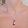 Pendentif argent et 5 pierres Jaspe mokaite Quartz rose et Grenat