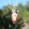 Pendentif argent et 5 pierres Jaspe mokaite Quartz rose et Grenat