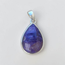 Pendentif goutte en argent et pierre Charoite