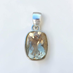 Pendentif rectangulaire haut en argent et pierre Citrine