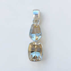 Pendentif argent 2 pierres facettées en Citrine