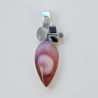 Pendentif argent et 5 pierres Jaspe mokaite Quartz rose et Grenat