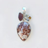 Pendentif argent et 5 pierres Jaspe, Pierre de soleil, Citrine et Oeil de tigre