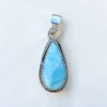 Pendentif goutte pierre Larimar et argent strié