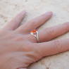 Bague fine ouverte argent et pierre ovale Cornaline T55