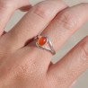 Bague fine ouverte argent et pierre ovale Cornaline T55
