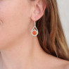 Boucles d'oreilles gouttes argent ciselé et Cornaline