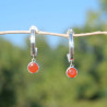Boucles rondes clous argent et pierre Cornaline