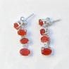 Boucles pendantes clous argent et 4 pierres facettée Cornaline