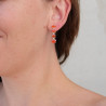 Boucles pendantes clous argent et 4 pierres facettée Cornaline