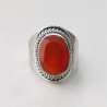 Bague en argent ciselé et pierre Cornaline ovale T53
