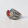 Bague large pierre horizontale Cornaline et argent T56