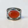 Bague large pierre horizontale Cornaline et argent T56