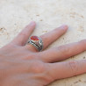 Bague large pierre horizontale Cornaline et argent T56