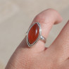 Bague navette argent double et pierre Cornaline T49