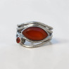 Bague 4 fils d'argent martelé 2 pierres Cornaline T55