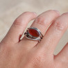 Bague 4 fils d'argent martelé 2 pierres Cornaline T55