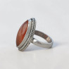 Bague navette argent strié et pierre Cornaline T50