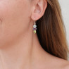 Boucles argent 3 pierres facettées Topaze bleue, Améthyste et Péridot