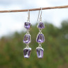 Longues boucles argent 3 pierres facettées en Améthyste