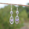 Boucles ajourée en argent ciselé et Améthyste ronde