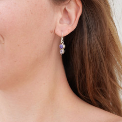 Petites boucles argent 2 pierres Charoite et Améthyste