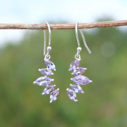 Boucles d'oreilles argent 5 pierres griffées Améthyste