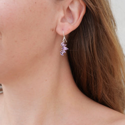 Boucles d'oreilles argent 5 pierres griffées Améthyste