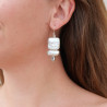 Grosses boucles en argent Nacre et Améthyste