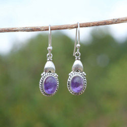 Petites boucles bohème chic en argent 925 et Améthyste