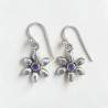 Petites boucles fleurs en argent et pierre Améthyste
