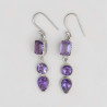 Boucles d'oreilles en argent et 3 pierres facettée Améthyste