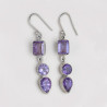 Boucles d'oreilles en argent et 3 pierres facettée Améthyste