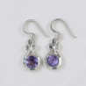 Petites boucles pierre ronde Améthyste et argent