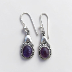 Petites boucles bohèmes argent et Améthyste ovale