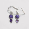 Petites boucles argent 2 pierres Charoite et Améthyste